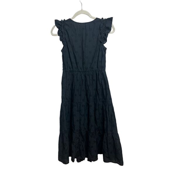 J. Crew Black Eyelet Flutter Sleeve Midi Dress NWT Sz. OP - Picture 4 of 6